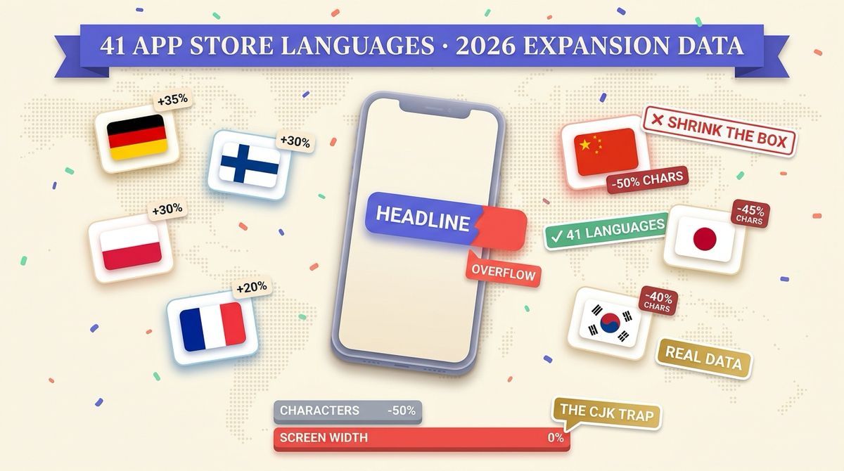 App Store Screenshot Text Expansion by Language: A 41-Locale Data Reference