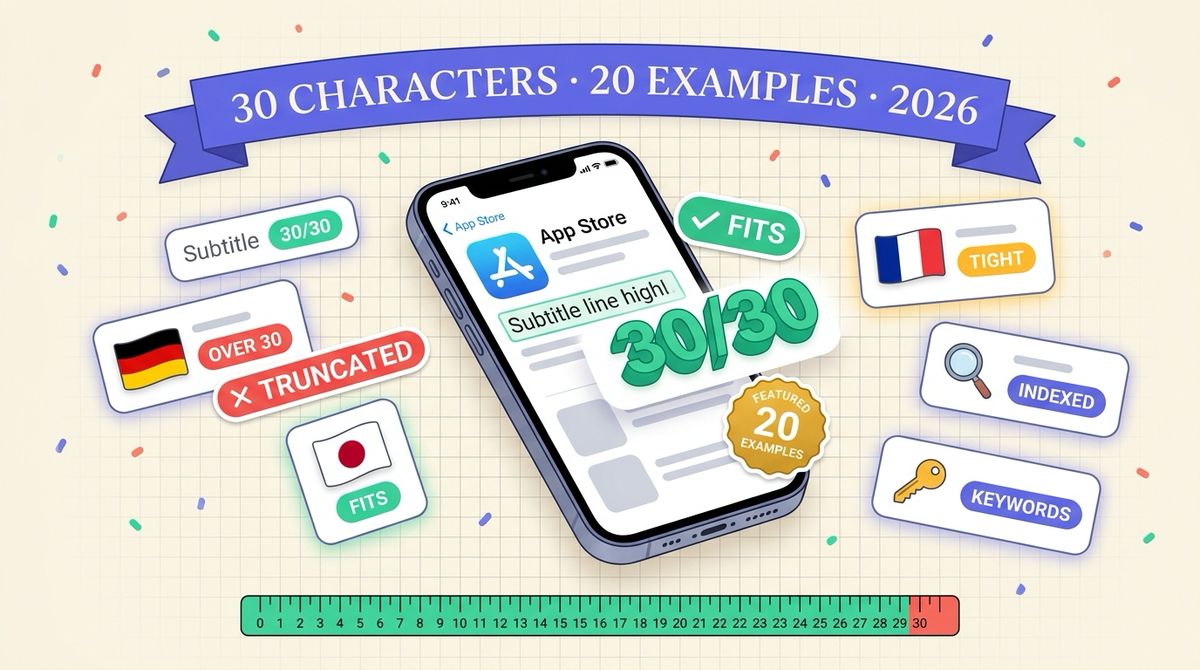 App Store Subtitle Examples: 20 Ideas Within the 30-Character Limit (2026)