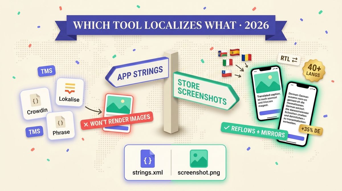 Screenshot Localization vs String Translation: Why a TMS Won't Localize Your App Store Screenshots