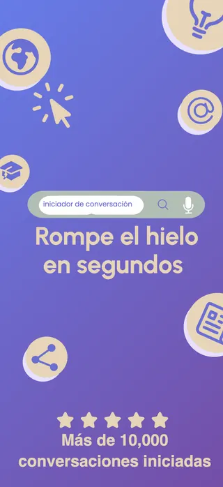 Conversation starter App Store screenshot set rendered in Español