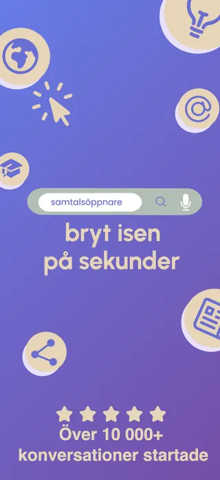 Conversation starter App Store screenshot set rendered in Svenska