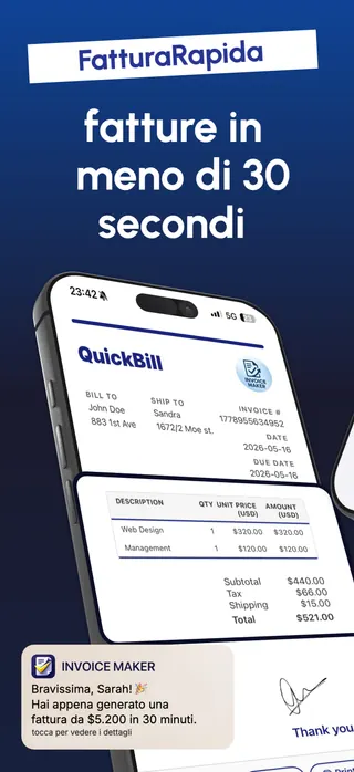 Invoicing App Store screenshot set rendered in Italiano