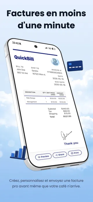 Invoicing App Store screenshot set rendered in Français