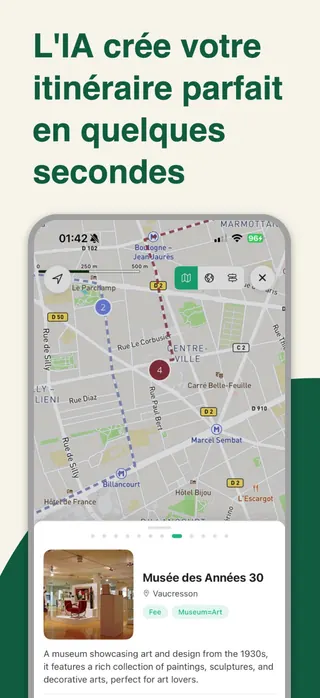 Trip planner App Store screenshot set rendered in Français