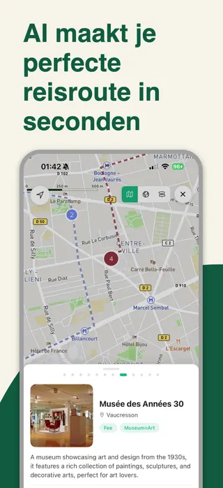 Trip planner App Store screenshot set rendered in Nederlands