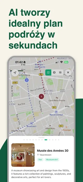 Trip planner App Store screenshot set rendered in Polski