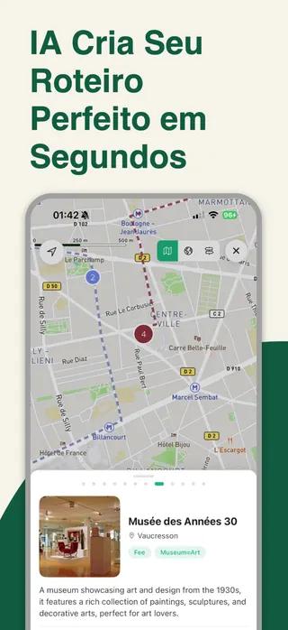 Trip planner App Store screenshot set rendered in Português
