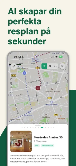 Trip planner App Store screenshot set rendered in Svenska