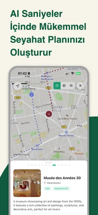Trip planner App Store screenshot set rendered in Türkçe